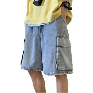 MAVQX Unisex Y2K Baggy Jean Shorts Hip Hop Cargo Pants Shorts Loose Fit Denim Shorts Streetwear.XL