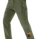 TACVASEN Men's Winter Work Pants Fleece Lined Tactical Snow Ski Pant Waterproof Insulated Cargo Hiking Trousers 9 Pocket Army Green,L