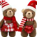 Valentines Day Gifts for Her - Valentines Gnomes Teddy Bear Farmhouse Table Decor for Home - Romantic Gifts Galentines Day Decorations (Brown)