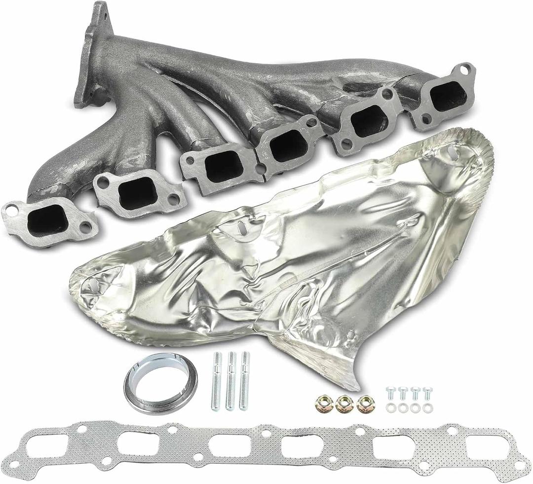 A-Premium Exhaust Manifold W/Gasket, Studs, Nuts, Bolts, Washers & Heat Shield [6Cyl 4.2L] Compatible with Chevrolet, GMC, Isuzu & Saab - Trailblazer Envoy 9-7x 2008-2009, Ascender 2008