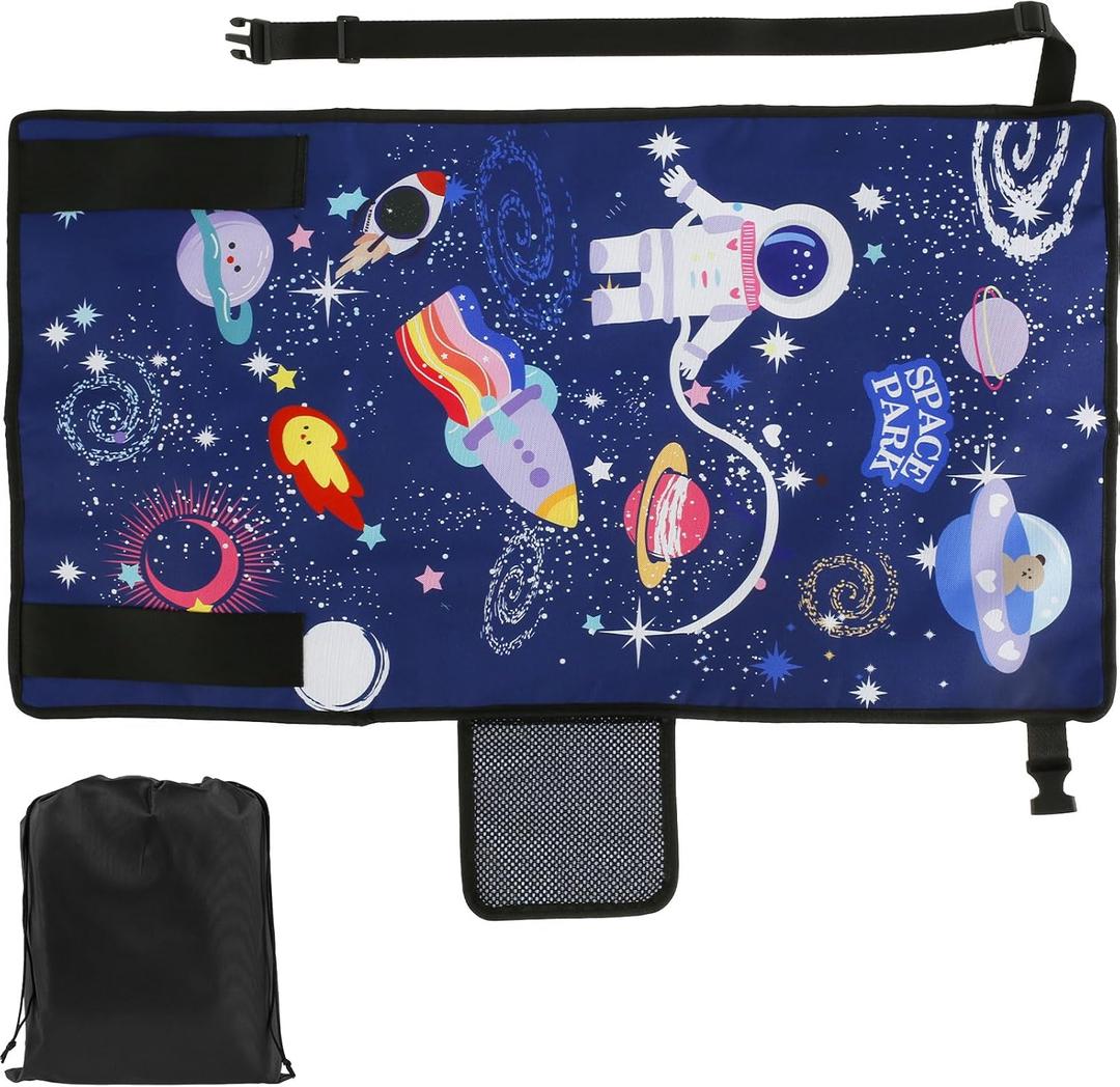 Kids Airplane Footrest, 31.1 x 17.3in Kids Airplane Seat Extender, Colorful Airplane Foot Hammock, Breathable Toddler Airplane Bed, Travel Essentials with Storage Bag for Kids Toddlers(Blue)