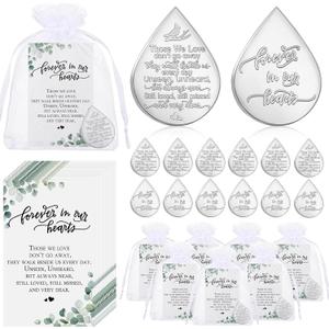 Ctosree 50 Sets Funeral Favors for Guests Tear Shaped Pocket Hug Token Memorial Sign with Poem Cards and Organza Bags for Family Church Funeral Prayer Gifts