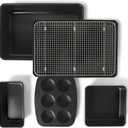 Amazon Basics Nonstick Bakeware 6-Piece Set, Stackable, Dishwasher and Oven-Safe, Baking Pan