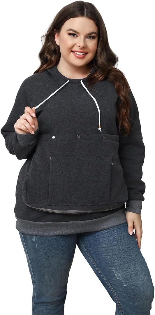 Pet Cat Dog Pouch Hoodie Small Animal Carrier Kitten Puppy Pouch Sweatshirt Holder Fleece Unisex Hoodies Dark Grey