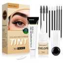 Eyelash & Eyebrow Color Kit, 2 in 1 Professional Lash & Brow Color Kit, Easy to Use with Natural Results, DIY Hair Coloring Eye Lash & Eye Brow Set for Beginner Salon Beauty 7ml (Brown/Light Brown)