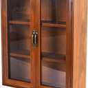 Vintage Countertop Cabinet14.5"x5.2"x18"Medicine Cabinet,Display Case with Organic Glass Door,Kitchen Cabinets with Drawers,Spice Cabinet,Apothecary Cabinet,Organization and Storage (Brown)