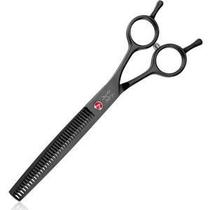 JASON 7" Dog Grooming Scissor - Professional Thinning Shear with 37 Teeth Japanese Stainless Steel Blender Scissors for Dogs, Cats and Other Pets (Thinning, Black) Christmas Gift