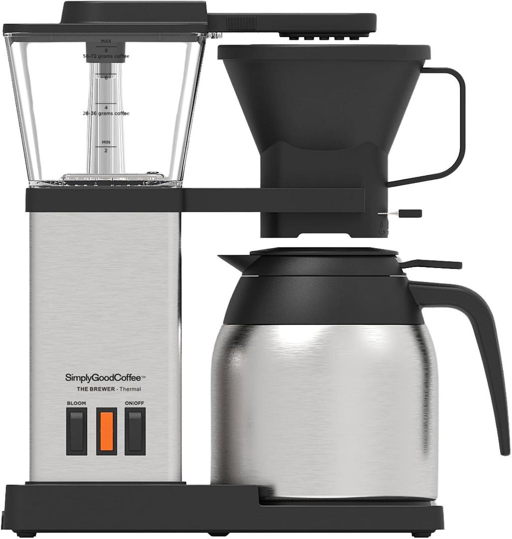 Simply Good Coffee THE BREWER - Thermal. Coffee Maker/Coffee Machine. 8 Cup Automatic Drip Pour Over Coffee Brewer. Easy To Use. Stainless Steel/Black