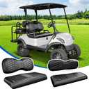 NOKINS Golf Cart Seat Covers Kit, 4PCS Front&Rear Seat Covers Fits Yamaha Drive/Drive 2 Standard Seat Cushion, No Stapler, Golf Cart Accessories (Hexagon Carbon Fiber - Black)