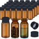 100Pcs 0.2Oz/5ml Brown Glass Vials with Screw Cap, Glass Sample Vial with PE Stopper, Leak-Proof Small Glass Bottles Jars Containers Essential Oil Bottles for Storage Liquid, Pills and Lab Use