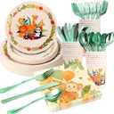 175 PCS Jungle Party Plate Set, Animal Theme Party Decorations, Wildlife Theme Disposable Tableware Set, Kids Birthday Plate Decorations. (25 guests)