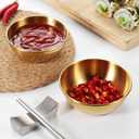12 Pack Stainless Steel Sauce Dishes, Gold Mini Saucers Bowl Round Seasoning Dishes Sushi Dipping Bowl Appetizer Plates, 3.15inch