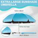2 Pack 48.6" Ruffle Edge Chair Umbrella with Clamp, Blue | 360° Adjustable Beach Chair Umbrella, UPF50+ Sun Protection, Portable Bag