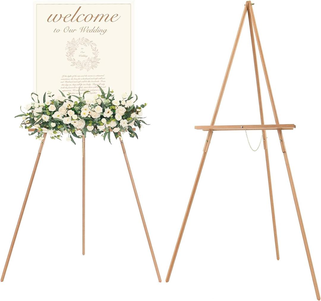 MEEDEN Wood Easel Stand for Display: Wooden Display Tripod Stand for Posters Pictures Paintings - Wedding Decor Holder for Welcome Sign
