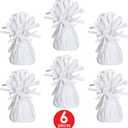 Beistle White Metallic Plastic Wrapped Balloon Weights For Birthday Parties, Weddings, Anniversaries, Table Décor, Celebrating With You Since 1900, 5.5" x 2.5", 6 Piece