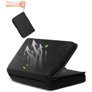 FASTMOMENT Airplane Seat Cushion Portable Travel Seat Cushion for Comfort Foldable Stadium Seat Cushion with Breathable Fabric Seat Pad Perfect for Long Flights, Office, Camping, Bleachers (Black)