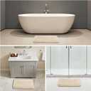 Beige Bathroom Rugs 17"x24" - High-Density Microfiber Bath Mat, Fluffy Non Slip Absorbent and Washable Bathroom Mat - Ideal for Small Spaces, Vanity, Toilet, or Pet Mat