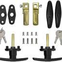 Wedelweib Matching T-Handles Lock Set Locking T-Handle Set for Truck Camper Shell with Dust Cover -2 Pack clockwise and Counter-clockwise with 4 Keys and Hardware（Key Alike）