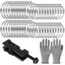 Otoolling 42 Pcs CV Boot Clamp Tool Include 20 Large and 20 Small 304 Stainless Steel Adjustable Ear Hose Clamp, 1 CV Boot Pliers, 1 Pairs Gloves for Axle Removal Installation Dust Covers Drive Shaft