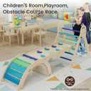 ElegantCrafts Pikler Triangle Set with Cushion, Montessori Climbing Set, Indoor Climb Toys, Indoor Playground Jungle Gyms, 9 Combinations Climbing Toy Set for Toddler, Baby, Kids 1-4