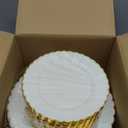 Lullaby 96PCS Ivory Scalloped Plastic Plates with Gold Rim, Disposable Elegant Plates Include 48pcs Dinner Plate 10.25", 48pcs Dessert Plate 7.5", Perfect for Daily Use, Wedding and Party