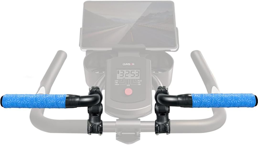 Handlebar Extender for Peloton Indoor Exercise Bikes, 1 Pair of Ultimate Handlebar Extension of Peloton Accessories (Bull-horn (with Blue Tapes))