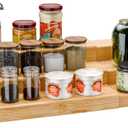 Simple Trending Spice Rack Kitchen Cabinet Organizer, 3 Tier Bamboo Expandable Spice Storage, Display Shelf for Cupboard, Pantry, Yellow