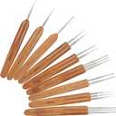 Dreadlocks Crochet Hooks 9Pcs Set for Hair, Needle Weaving Crochet for Hair Dreadlock, Crochet Hook Needle Tool for Braid Craft Dread Locks Bamboo Handle Braid Hair Weaving Tool