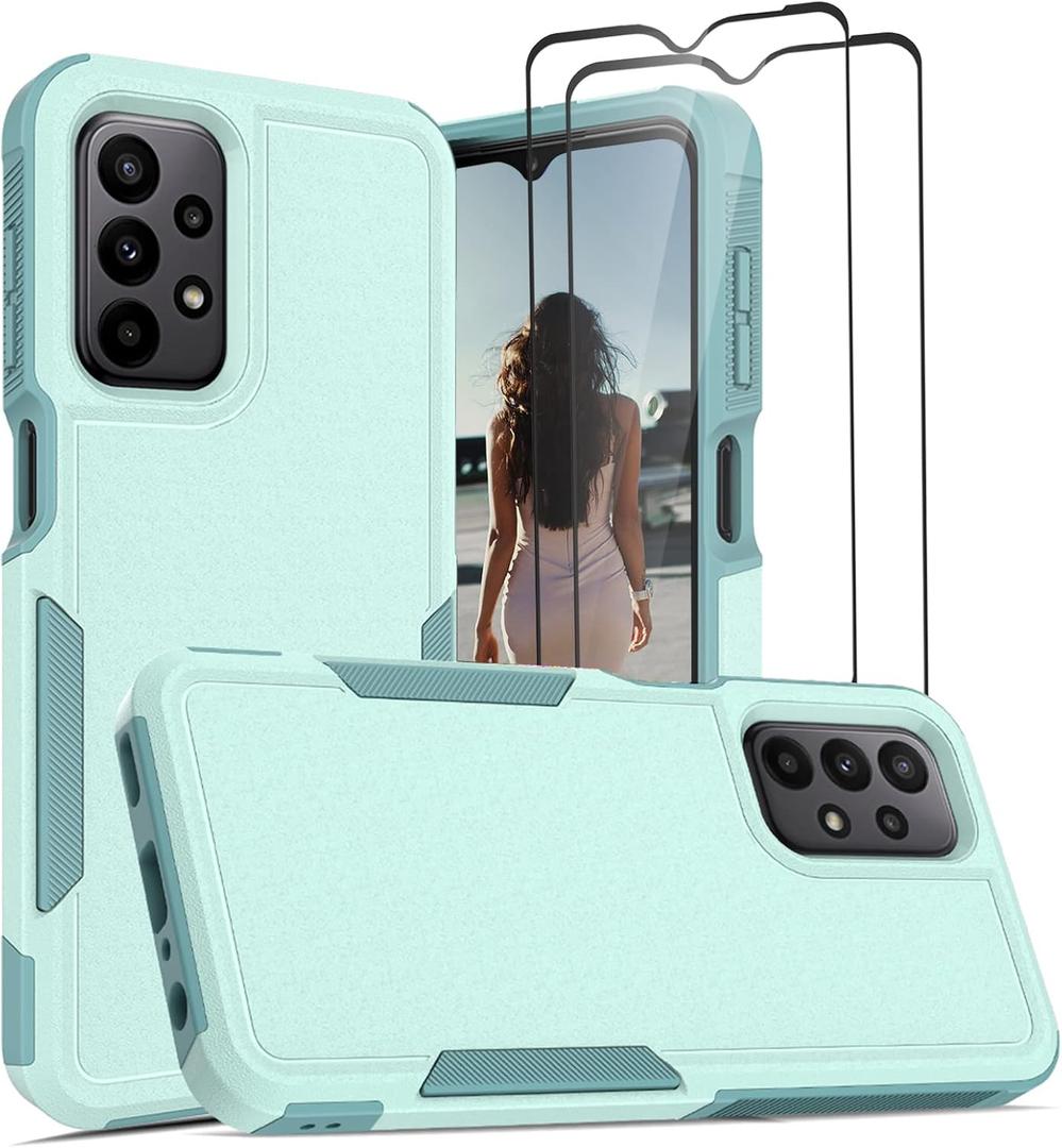 Jeylly for Samsung Galaxy A23 Case, [3 in 1] Heavy Duty Full Body Rugged Shockproof Protection Hybrid Rubber Bumper Protective Women Girls Boys Men Cover for Galaxy A23 / Galaxy A23 5G, Turquoise