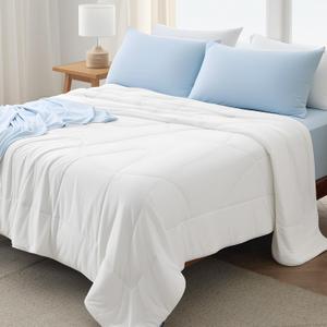 Bedsure Cooling Comforter King Size - GentleSoft Moisture Wicking Cooling Blanket for Hot Sleepers, Breathable Lightweight Duvet Insert, Dual-Sided Summer Blanket, White, 102x90 Inches