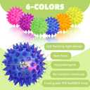 24 Pack Rubber Blinking Squishy Stress Relief Sensory Ball Toys LED Flashing Fidget Spiky Therapy Balls or Kids Teens Adults Stress Relief Party Favors