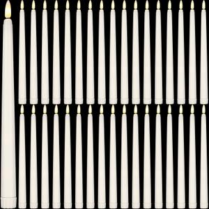 Reginary 36 Pieces Flameless Taper Candles Bulk 11" Plastic Lights Window LED Battery Operated Candlesticks Without Remote for Birthday Wedding Church Decor Party Supplies (Ivory)