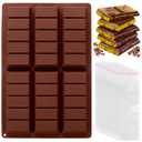 6 x Mity rain Chocolate Bar Mold Deep, Silicone Thick Chocolate Bar Mold for Stuffed Bar, Square Knafeh Pistachio Chocolate Bar Break Apart Candy Bar Molds with 100pcs Storage Bags