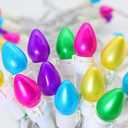 Easter String Lights LED Multi Color Glass C3 Lights 120V ETL Certified Connectable Outdoor String Light White Wire for Party Patio Home Easter Dcor