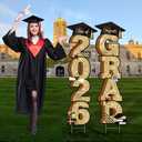 38 Inch Extra Large 2026 Graduation Yard Sign Black and Gold Graduation Decorations Class of 2026 Waterproof Congrats Grad Garden Lawn Decor with Stakes for College School Grad Ceremony Party