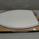 Mayfair Bennett Toilet Seat with Chrome Hinges, Slow Close Wood Seat, Secure Metal Hinges, Easy Install, Made in USA, Elongated, White