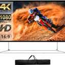 Projector Screen and Stand 150 inch 16:9 HD 4K Large Outdoor Projector Screen Portable Projection Movie Screen with Carry Bag for Home Theater Backyard Cinema Travel Foldable Anti Crease Windproof