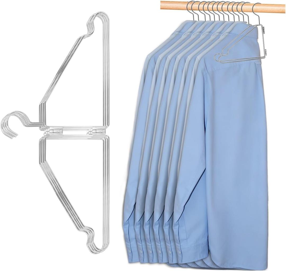 4 Pack Space Saving Hangers for Clothes, Foldable Metal Hangers, Collapsible Clothes Space Savers for Wall, Door, Closet Organizers and Storage, Small Space and Dorm Room Essentials, No Rod