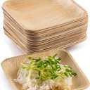 brheez Palm Leaf Plates 100 Ct (6 Inch) - Eco Friendly, Compostable & Biodegradable  Elegant Bamboo Look Disposable Party Plates are Heavy Duty and More Environmentally Friendly than Paper Plates (6" Square Plates)