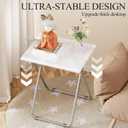 TV Tray Table,Folding Table with Cup Holder Portable,Foldable Snack Tray for Eating,Small Folding Tables Set of 2,Dinner Tables for Couch, Living Room,Small Space (White Marble,2Pcs)