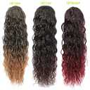 16 Inch Natural Black Water Wave Drawstring Ponytail for Black Women - Synthetic Hairpiece, Curly Wavy Extension, Natural Looking & Secure Hold, Easy to Install for Daily Party Use