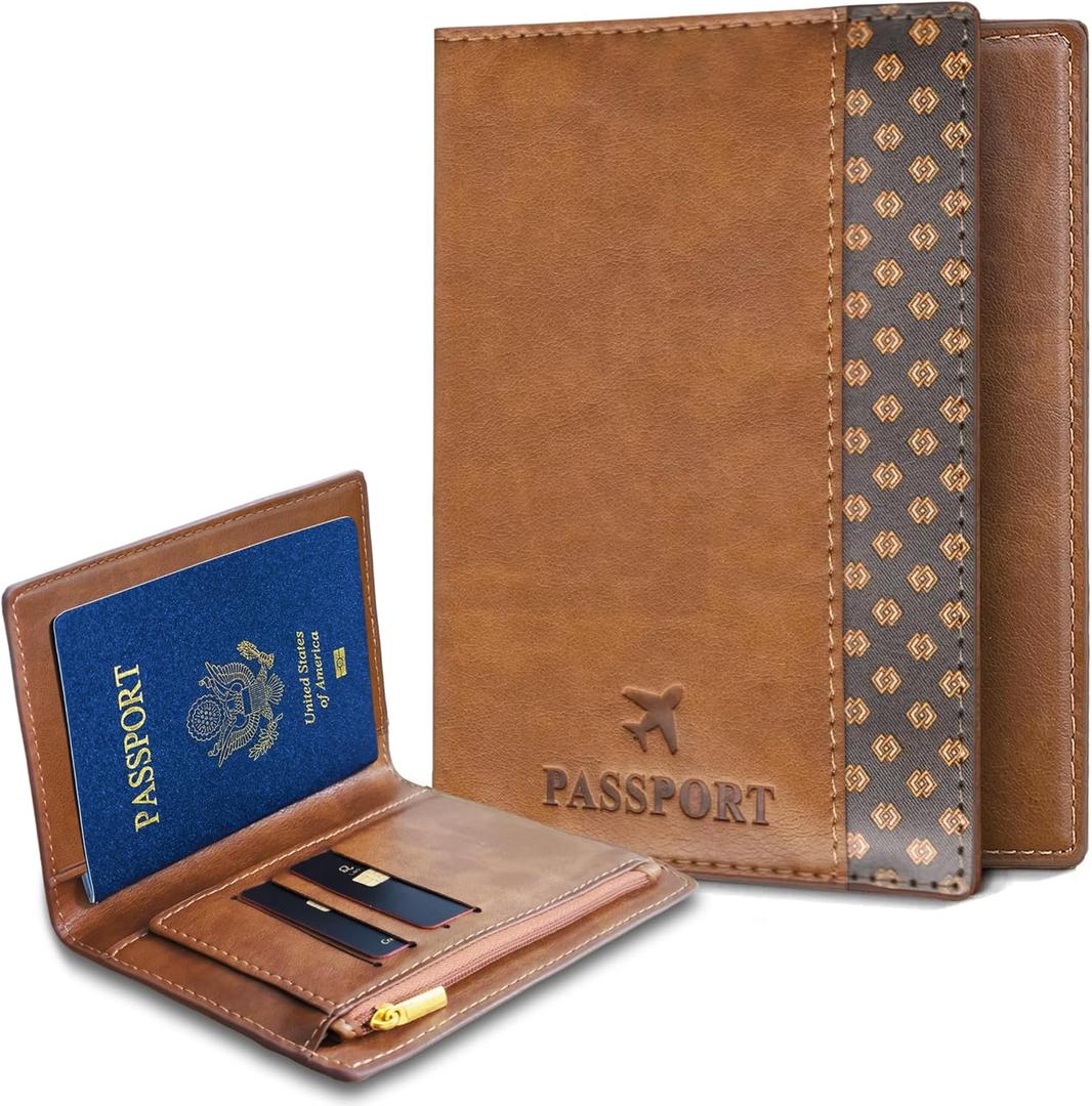 Passport Holder for Travel, Passport Cover Travel Essentials, Travel Wallet for Women & Men, Gift for CouplesBrown