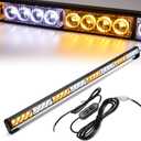 Emergency Light Bar 35.5 Inch Traffic Advisor Led Strobe Light Bar Kit Rainproof Warning Caution Turn Signals Directional Car Vehicles Pickup Trucks Tow Roof Rear Head (35.5 Inch, Yellow/White) (Black control box)
