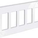 BESTTEN 5-Gang Screwless Wall Plate, Decorator Outlet Cover, Decorative Switch Plate, USWP6 Gloss Snow White Series, Decor Face Plate, H4.69 x W10.18, ETL Listed