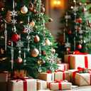 Festives Accessories Acrylics Snowflakes and Ice Cone Pendant Stylish Christmas Tree Sparkling Embellishment (12, Transparency)