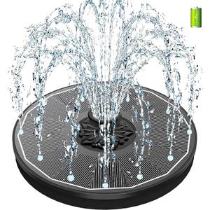 SZMP Solar Bird Bath Fountains,Working On Cloudy Day Solar Water Fountain 3.5W Glass Solar Panel 2000mAh Battery 4 Fixer 7 Nozzles Solar Fountain for Bird Bath Garden(Black Solar Panel)
