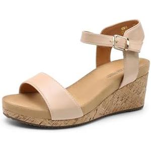 DREAM PAIRS Women's Open Toe Buckle Ankle Strap Platform Wedge Sandals Women 2025 Size:7.5