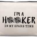 Funny Crochet Gifts Makeup Bag, Crochet Gifts for Crochet Lovers, Crochet Knitting Gifts Christmas Friendship Fun Gifts Funny Birthday Gifts for Women Friends Sister Mom Travel Cosmetic Bag