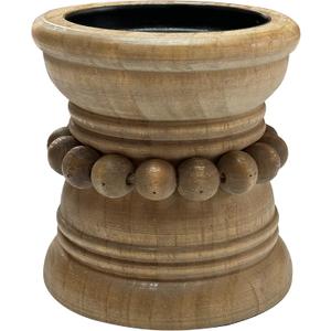dwellington Farmhouse Rustic Wood Pillar Candle Holder for Pillar Candles, Decorative Beaded Candlestick Holder Stand for Home Dcor, Gifts, Wedding (Natural)