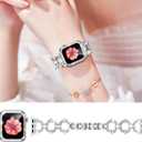 Mesime Compatible with Apple Watch Band 38mm 40mm 41mm 42mm 44mm 45mm 46mm, Women Bling Jewelry Bands with Tempered Glass Screen Protector Case, Shiny Strap for iWatch Series 11/10/9/8/7/6/5/4/3/2/1/SE (Silver)